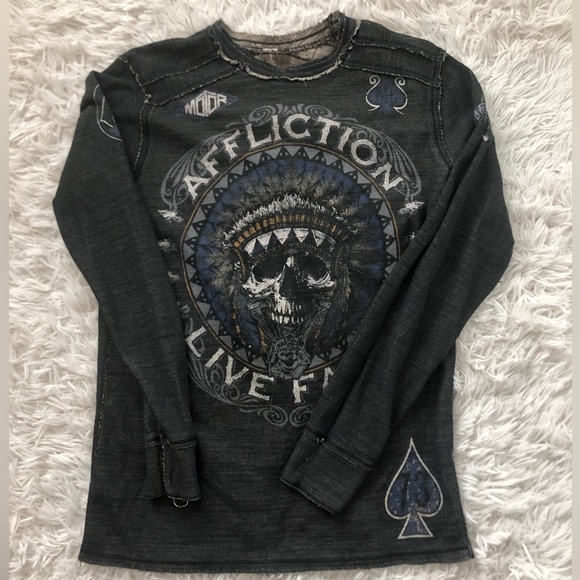 Affliction Other - Affliction Men's Long Sleeve Crewneck Shirt Black Size Large